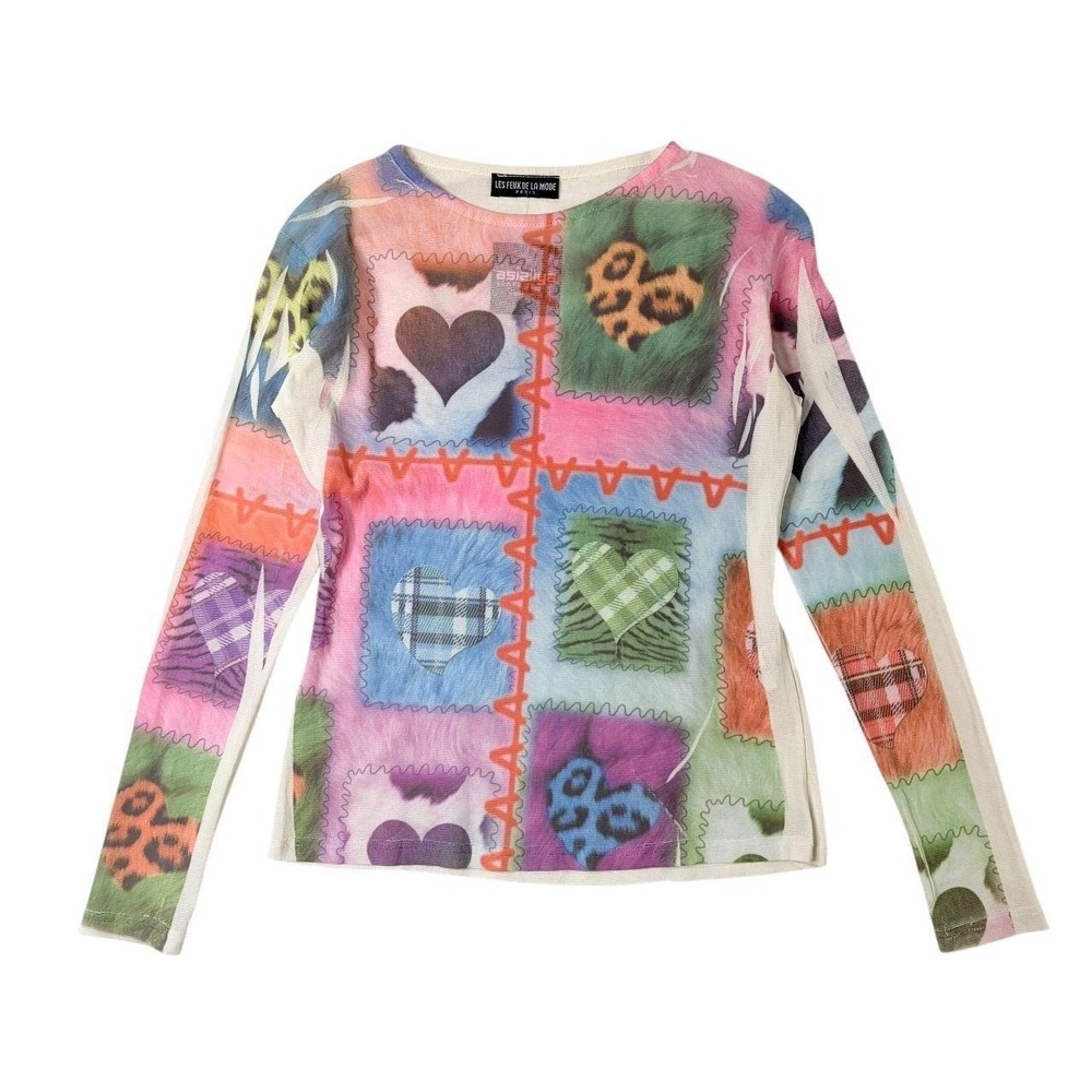 Les Feux de la Mode euro graphic micro mesh long sleeve